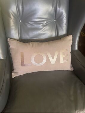LOVE Text Gray Decorative Pillow